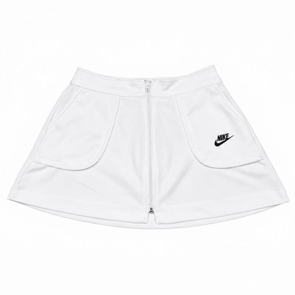 Vintage 1980s Nike Made in USA White Zip-Front Mini Tennis Skirt small